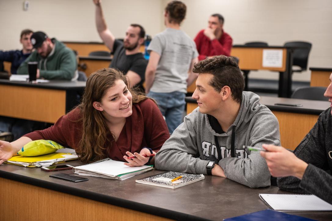 Students in a physics lab.