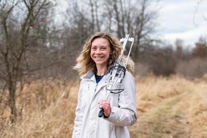 A biology student in the field.