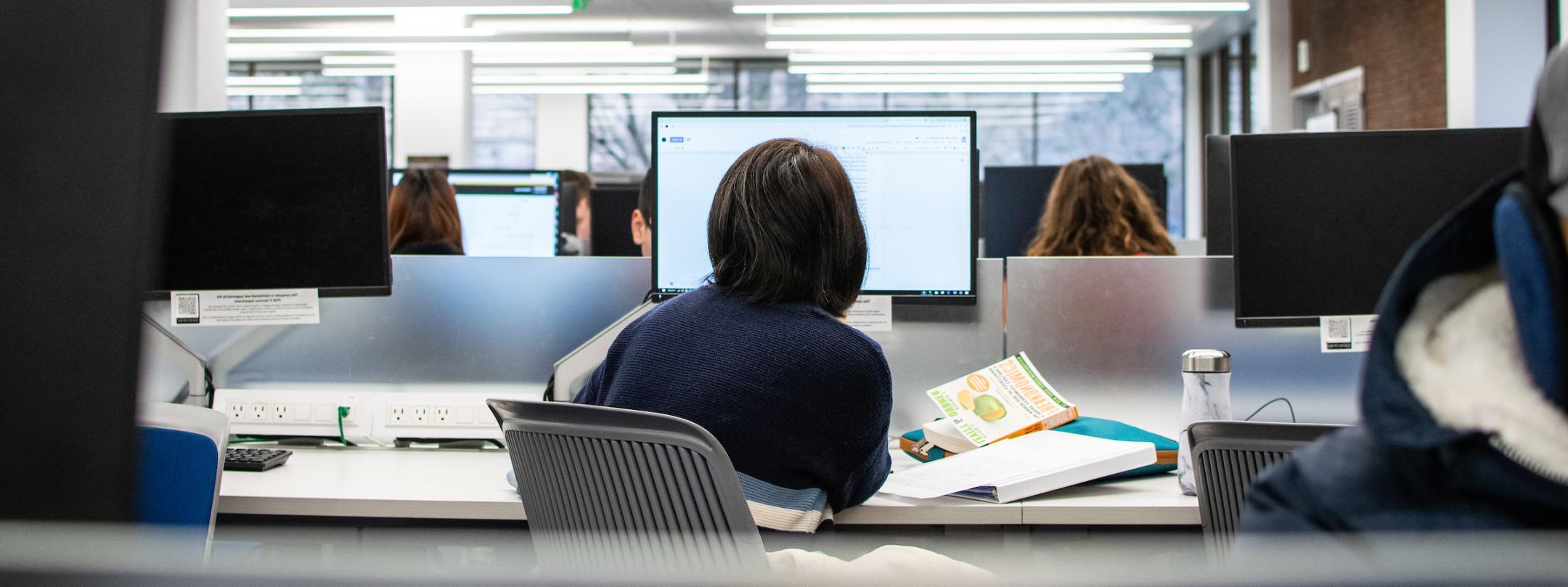 Students in computer lab in the library